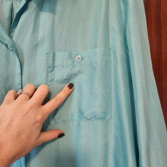 Vintage aqua 100% silk shirt - Picture 5 of 5